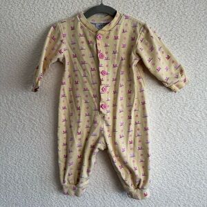 Vintage New Potatoes Yellow and Pink Kitty Floral Romper Size‎ 12 Months
